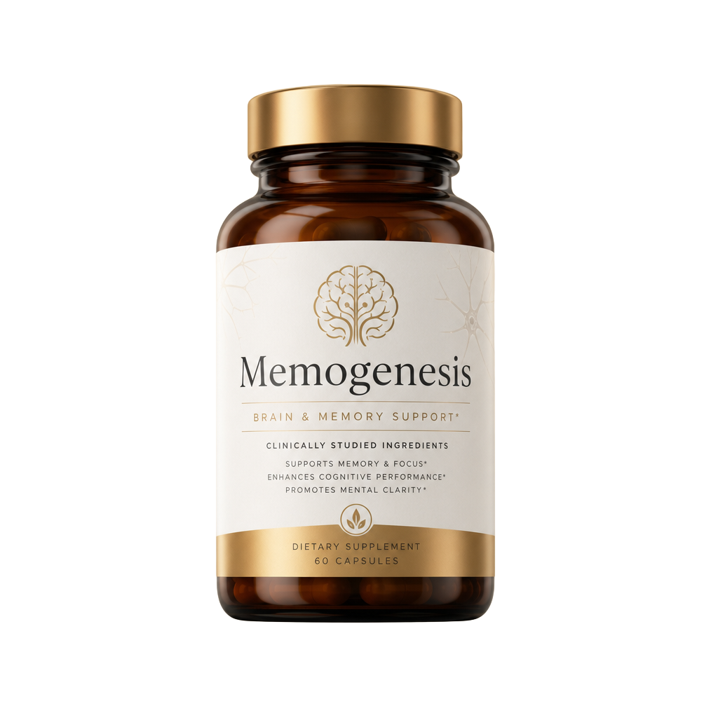 Memogenesis US CA supplement bottle for brain and memory support